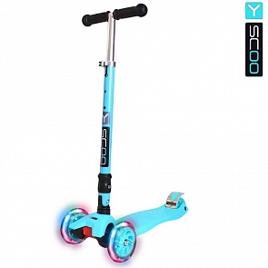 Самокат Y-Scoo 35 Maxi Fix Shine голубой, со светящимися колесами (Y-Scoo, 6102rt)